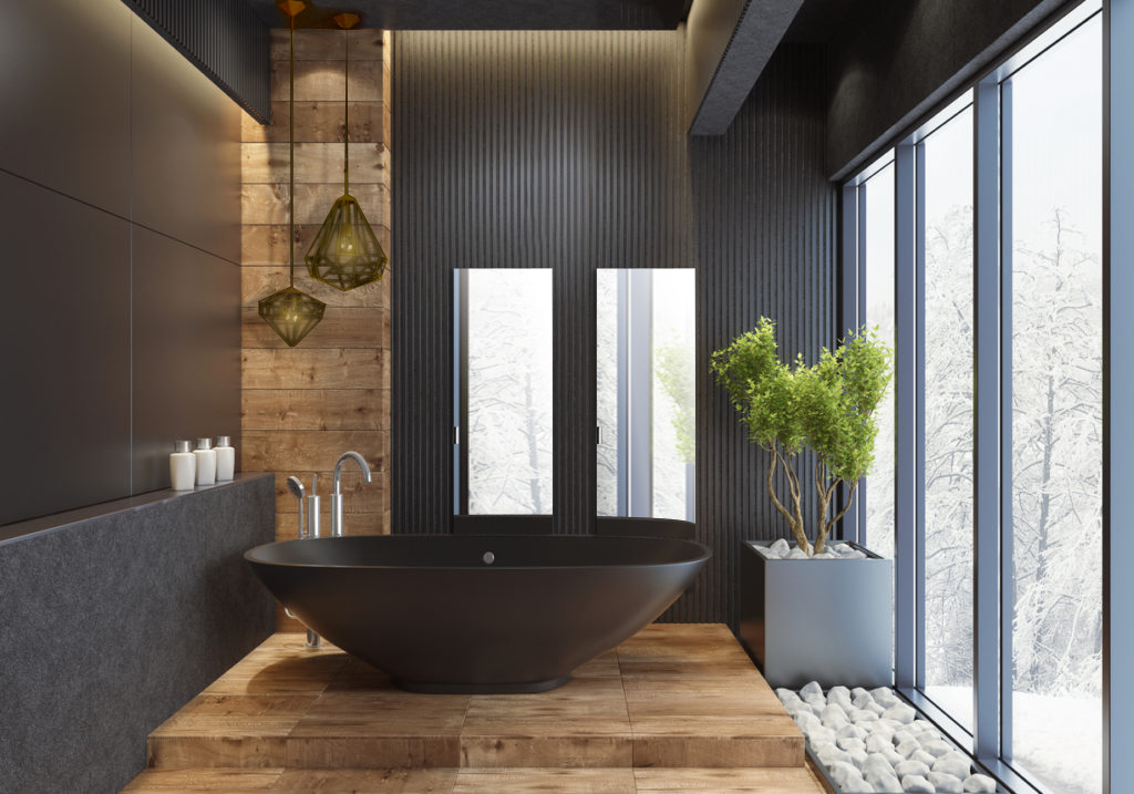 Luxury Villa Minimalist Black Bathroom Stock Photo - Download Image Now -  Bathroom, Luxury, Spa - iStock